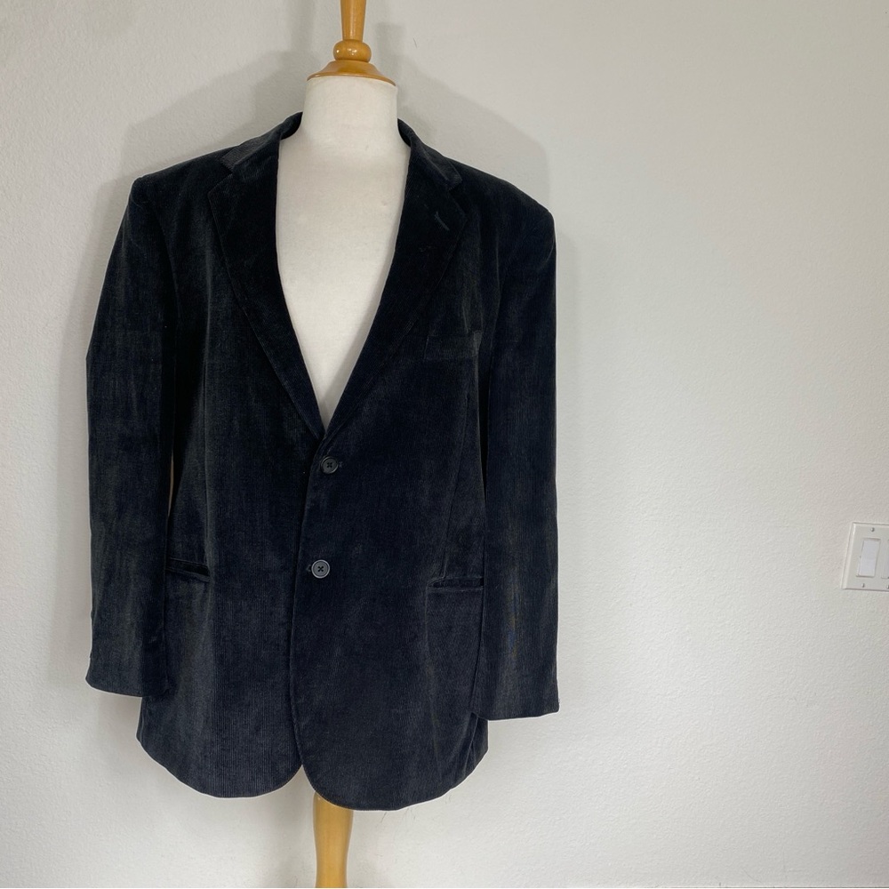 Covington Men's Black Corduroy Collared Button Front Blazer Sport Coat Size 44S